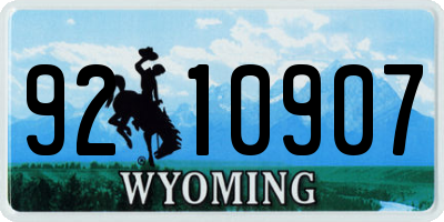 WY license plate 9210907
