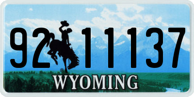 WY license plate 9211137