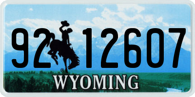 WY license plate 9212607