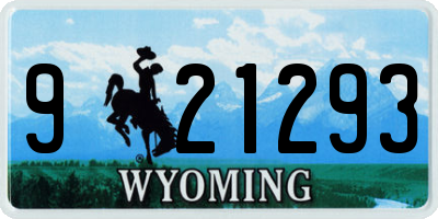 WY license plate 921293