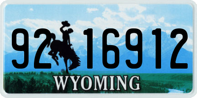 WY license plate 9216912