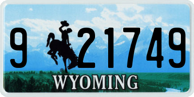 WY license plate 921749