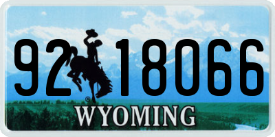 WY license plate 9218066