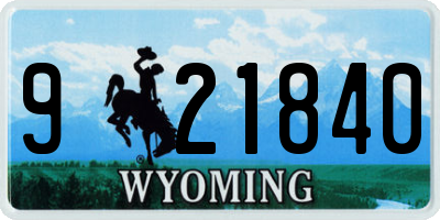 WY license plate 921840