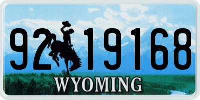 WY license plate 9219168
