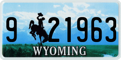 WY license plate 921963