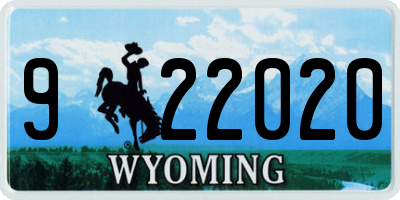 WY license plate 922020