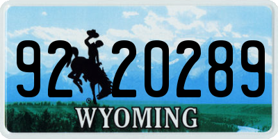 WY license plate 9220289