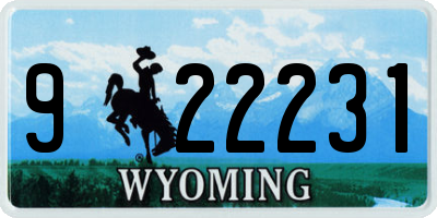 WY license plate 922231