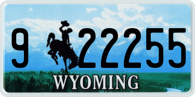WY license plate 922255