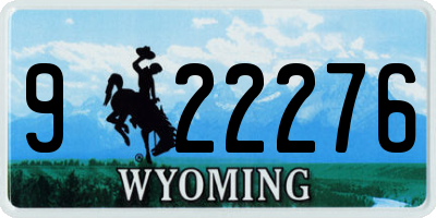 WY license plate 922276