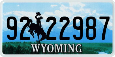 WY license plate 9222987