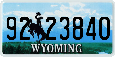 WY license plate 9223840