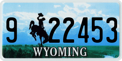WY license plate 922453