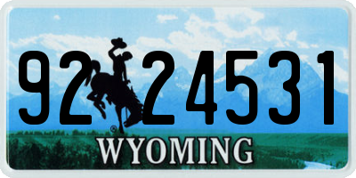 WY license plate 9224531