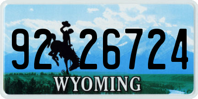 WY license plate 9226724