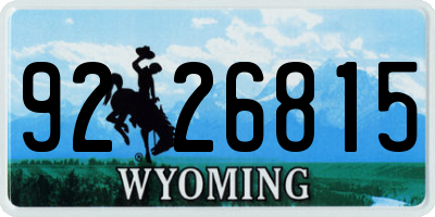 WY license plate 9226815