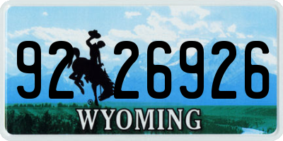 WY license plate 9226926