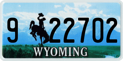 WY license plate 922702