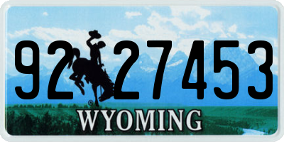 WY license plate 9227453