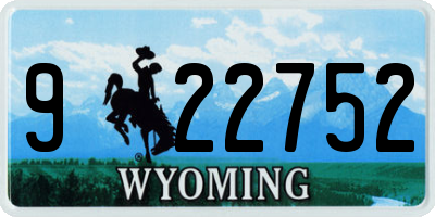 WY license plate 922752