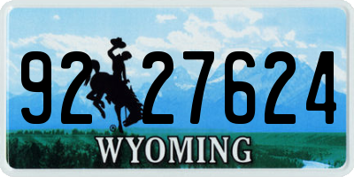 WY license plate 9227624