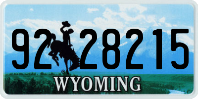 WY license plate 9228215