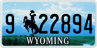 WY license plate 922894
