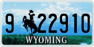 WY license plate 922910