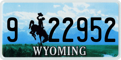 WY license plate 922952