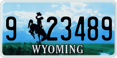 WY license plate 923489