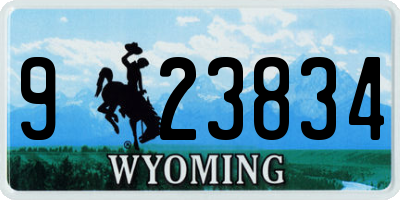 WY license plate 923834
