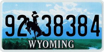WY license plate 9238384