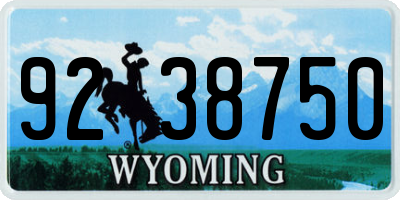 WY license plate 9238750