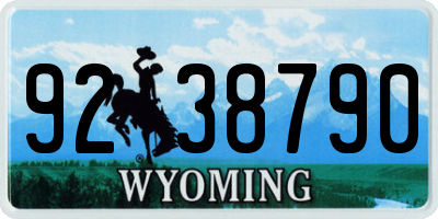 WY license plate 9238790