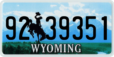 WY license plate 9239351