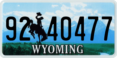 WY license plate 9240477