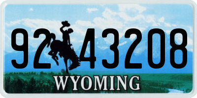 WY license plate 9243208