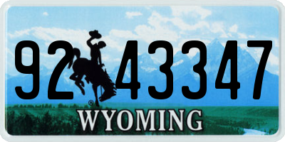 WY license plate 9243347