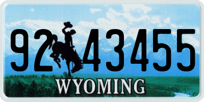 WY license plate 9243455