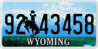 WY license plate 9243458