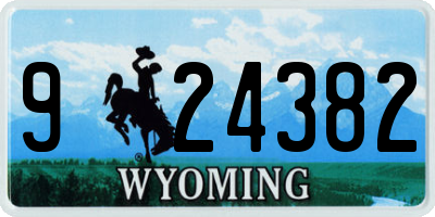 WY license plate 924382