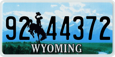 WY license plate 9244372