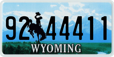 WY license plate 9244411