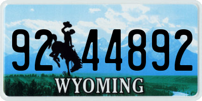 WY license plate 9244892