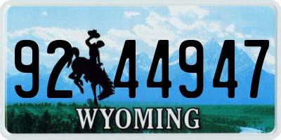 WY license plate 9244947
