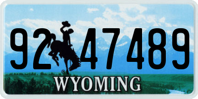 WY license plate 9247489
