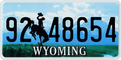 WY license plate 9248654