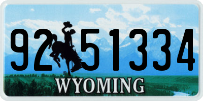 WY license plate 9251334