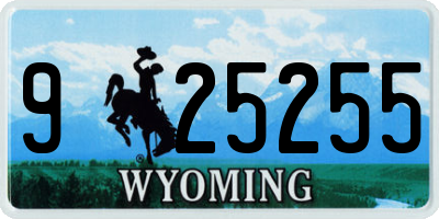 WY license plate 925255